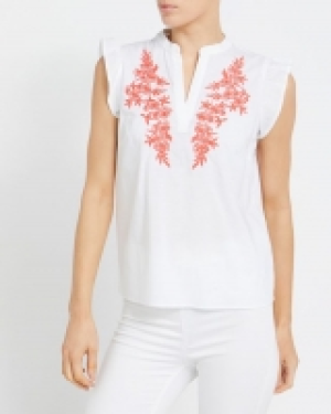 Embroidered Sleeveless Top