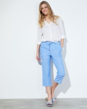 Linen Blend Cropped Trousers