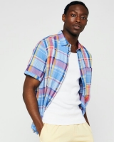 Dunnes Stores  Regular Fit Linen Blend Check Short-Sleeved Shirt