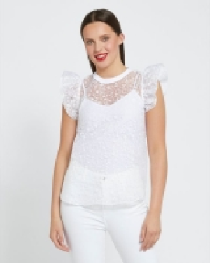 Savida Ruffle Sleeve Burnout Top