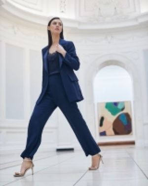 Paul Costelloe Living Studio Navy Satin Blazer