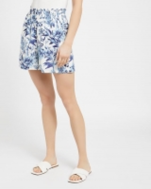 Print Linen Shorts