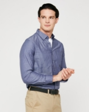 Dunnes Stores  Regular Fit Stretch Herringbone Shirt