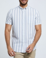 Dunnes Stores  Short-Sleeved Seersucker Stripe Shirt