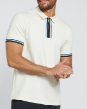 Stripe Placket Zip Polo