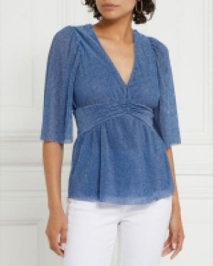 Gallery Short Sleeve Plisse Peplum Top