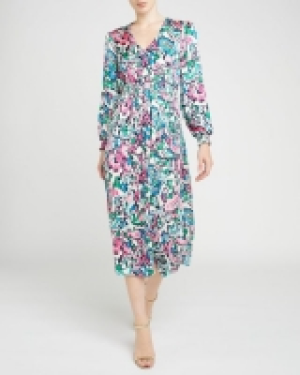 Dunnes Stores  Printed V-Neck Shirred Midi Dress