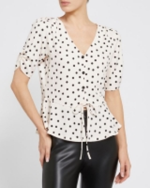 Spot Jersey Peplum Top