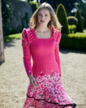 Savida Square Neck Flower Jumper