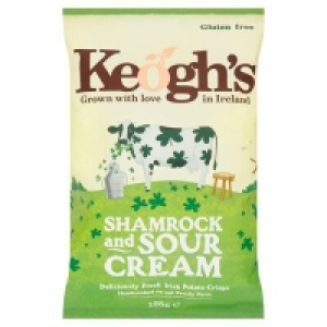 KEOGHS SHAMROCK & SOUR CREAM CRISPS 125G