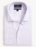 Marks and Spencer M&s Sartorial Tailored Fit Pure Cotton Puppytooth Shirt