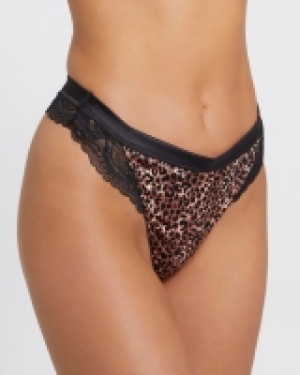 Eve Print Lace Satin Thong