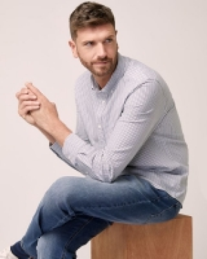 Slim Fit Long-Sleeved Oxford Stripe Shirt