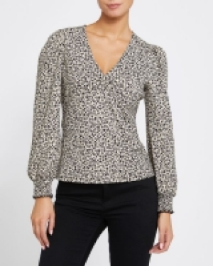 Long-Sleeved Floral Print Jersey Top