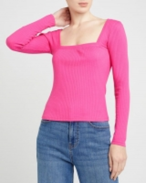 Long-Sleeved Square Neck Top