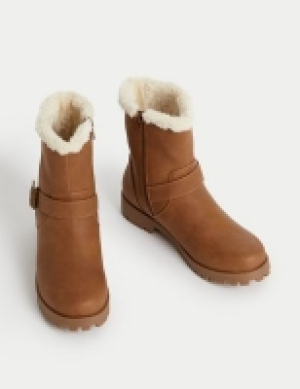Marks and Spencer M&s Collection Kids Faux Fur Ankle Boots (1 Large - 6 Large)