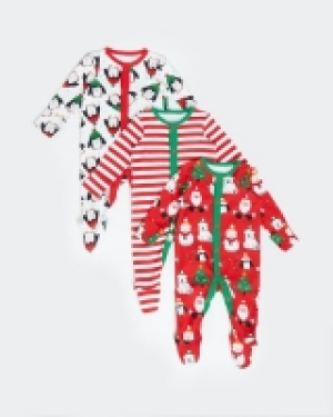 Christmas Sleepsuits - Pack Of 3 (Newborn-23 months)