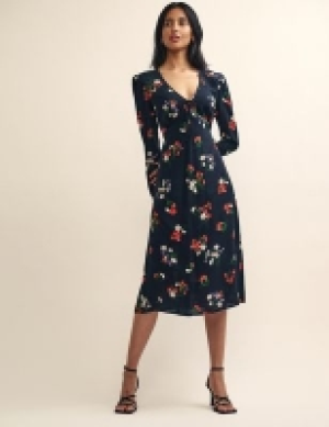 Nobodys Child Floral V-Neck Midi Tea Dress