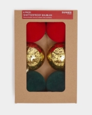Christmas Tree Baubles - Pack Of 6