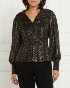 Gallery Long-Sleeved Faux Wrap Top