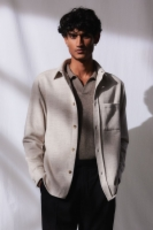 HM  Regular Fit Herringbone-weave overshirt