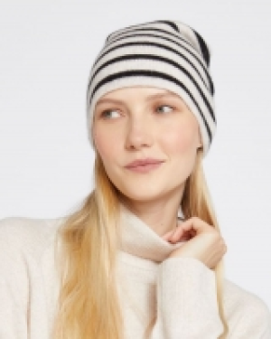 Dunnes Stores  Carolyn Donnelly The Edit Black Stripe Cashmere Blend Hat