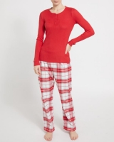 Dunnes Stores  Check Knit Woven Pyjamas