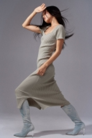 Rib-knit bodycon dress