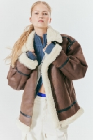 Oversized teddy-lined jacket