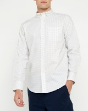 Regular Fit Long Sleeve Cotton Oxford Print Shirt