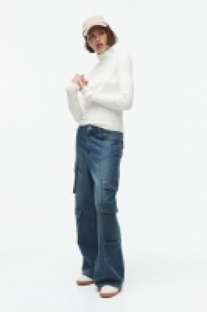 Rib-knit polo-neck top