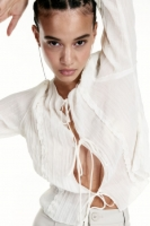 HM  Sheer tie-front top