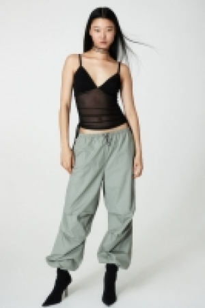 Drawstring-detail mesh top