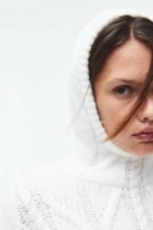 Cable-knit balaclava hoodie