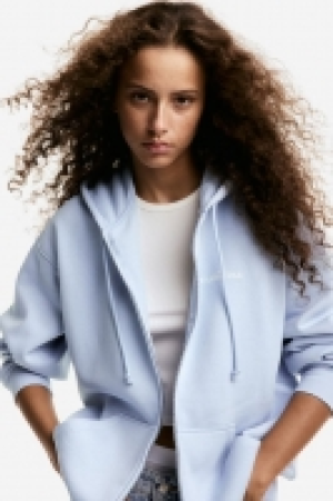 Oversized printed zip-through hoodie