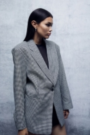 Oversized twill blazer