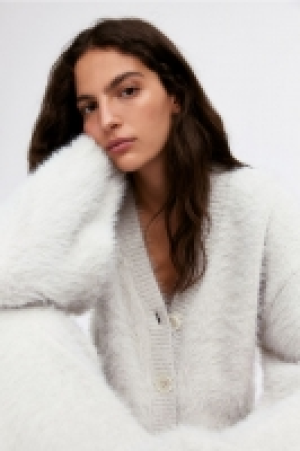 Fluffy-knit cardigan