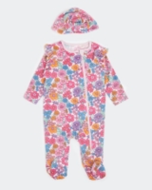 Soft Floral Zip Sleepsuit With Hat (Newborn-23 months)