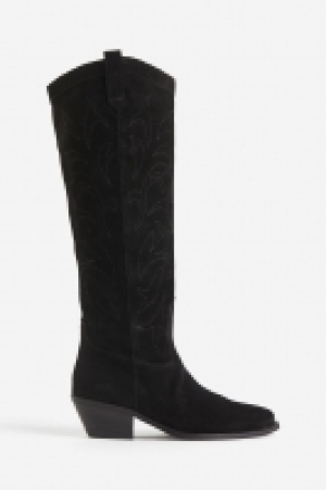 Knee-high suede cowboy boots