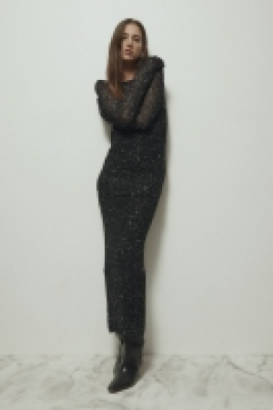 Silk-blend sequined skirt