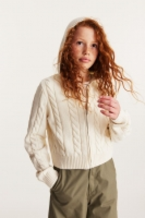 Knitted zip-through hoodie