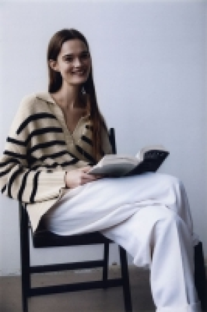 Rib-knit polo jumper