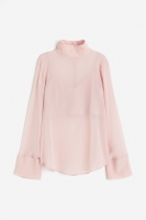 HM  Sheer stand-up collar blouse
