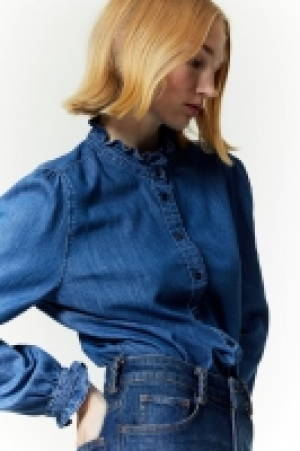 HM  Frill-trimmed denim blouse