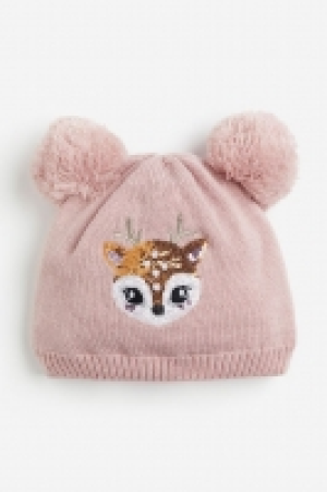 Sequin-motif pompom hat
