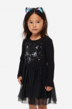 Sequin-motif tulle-skirt dress