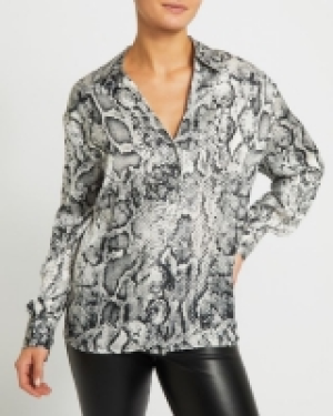 Snakeskin Print Satin Shirt