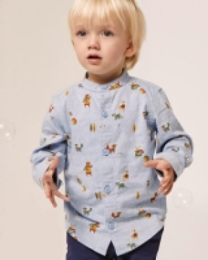 Printed Band Collar Shirt (6 months-5 years)
