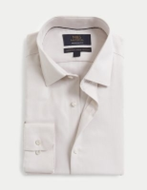 M&s Sartorial Regular Fit Pure Cotton Herringbone Shirt