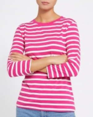 Three-Quarter Sleeve Stripe Stretch Top